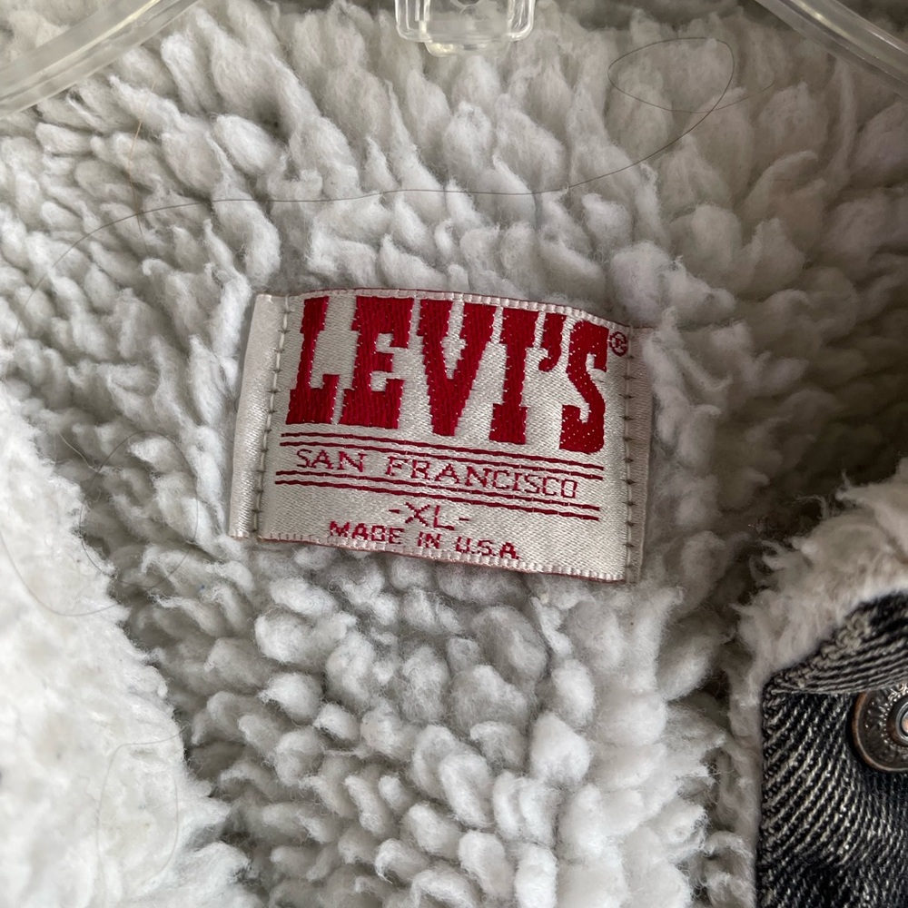 Vintage Levi’s Sherpa Lined Trucker Jacket Black XL (Made In The U.S.A) - Picture 4 of 7